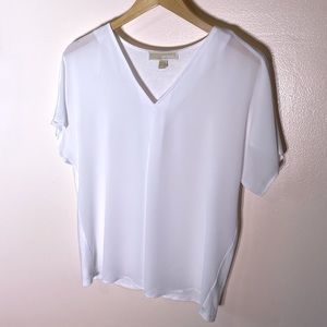 Michael Kors white sheer front tee size small